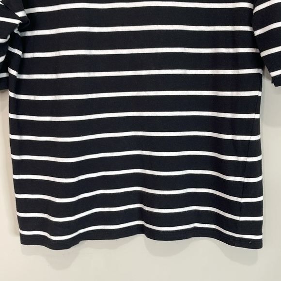 Jacob Striped Drop Shoulder Short Sleeve T-Shirt Black White Cotton Modal M - Picture 4 of 11
